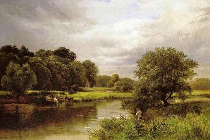 George Turner Fishing on the Trent France oil painting art